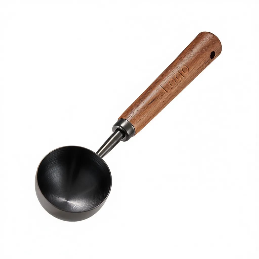 1 oz Stainless Steel Coffee Scoop w/ Walnut Wood Handle