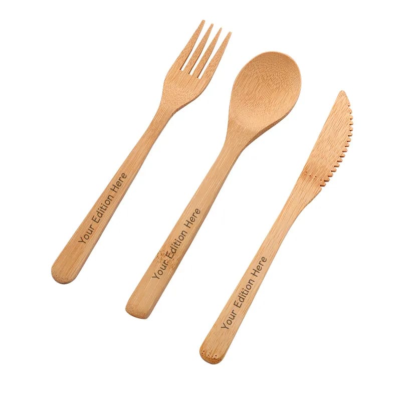 3-piece Reusable Bamboo Utensil Fork Spoon Knife Set