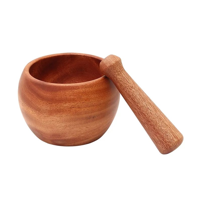 8oz Handcrafted Solid Wood Mortar & Pestle Spice Grinder Set