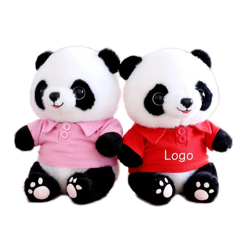 Classic 10" Stuffed Animal Panda Plush Toy w/ Polo Shirt