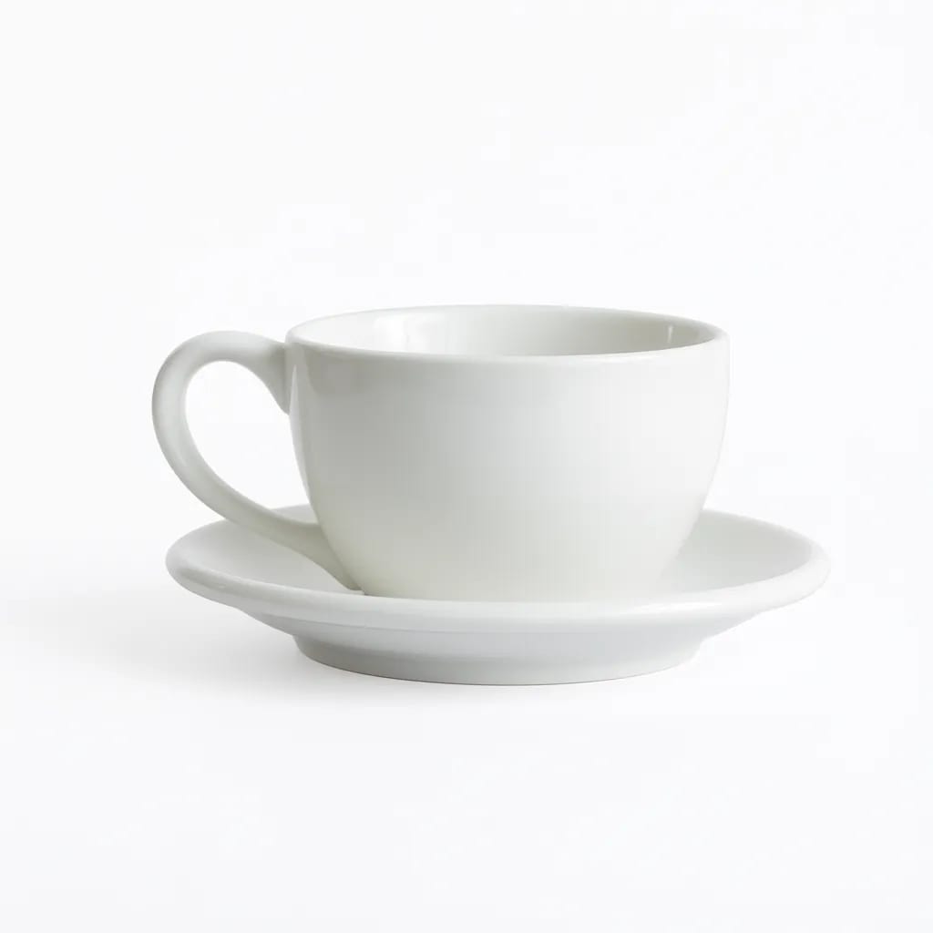 Classic White Ceramic Coffee Cup Saucer Set For Latte 220ml