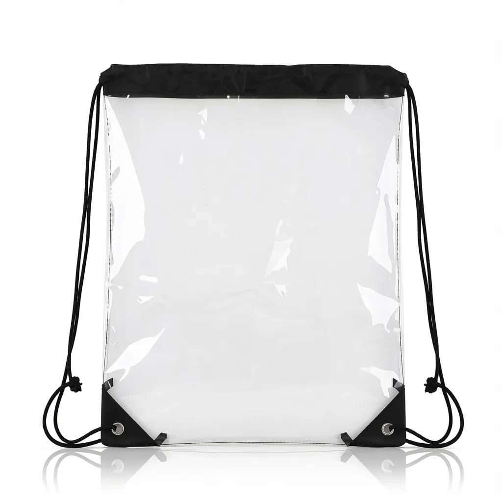 Clear PVC Drawstring Backpack 17x14 Inch Stadium Cinch Bag