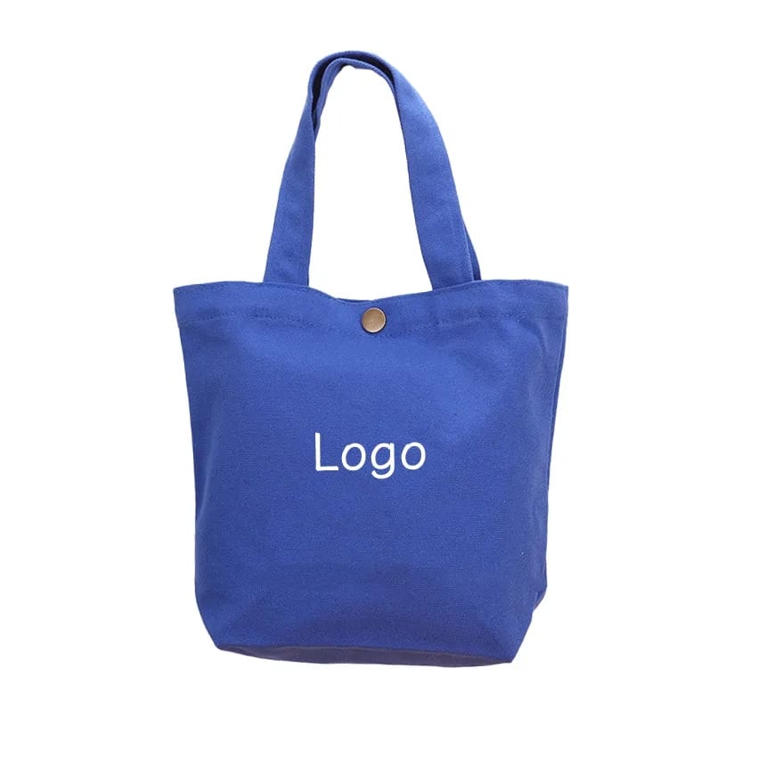 Compact Canvas Lunch and Errands Tote with Snap Closure