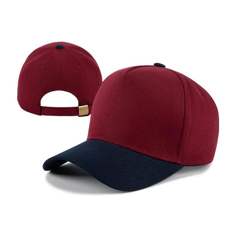 Contrast Color Cotton Five Panel Baseball Cap Metal Buckle