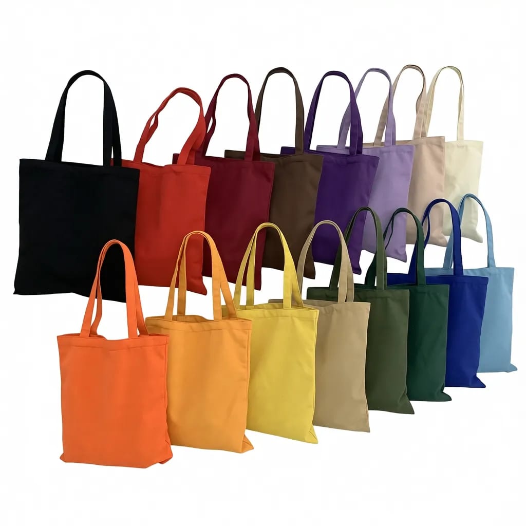 Durable Solid Color Canvas Tote Bag 15x12 Inch Daily Carry