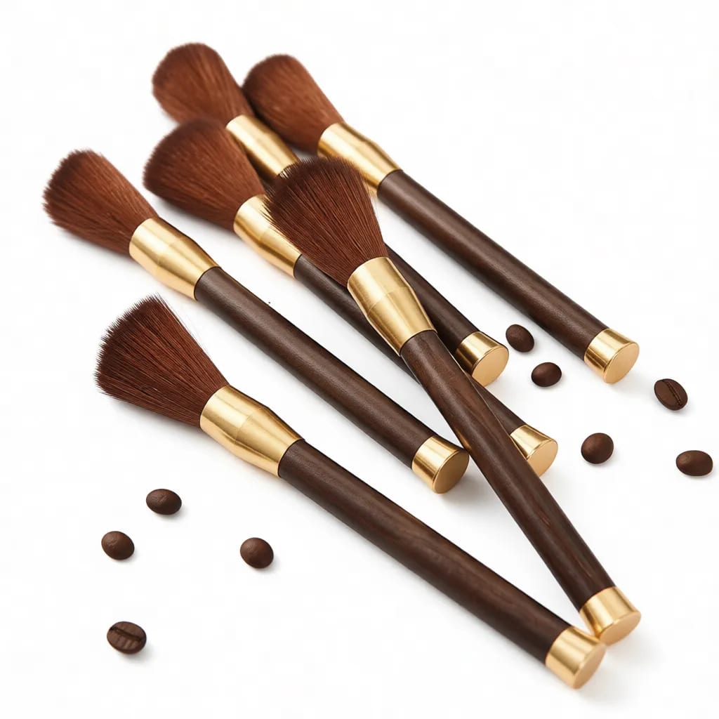 Elegant Wood and Brass Coffee Grinder Cleaning Brush Tool