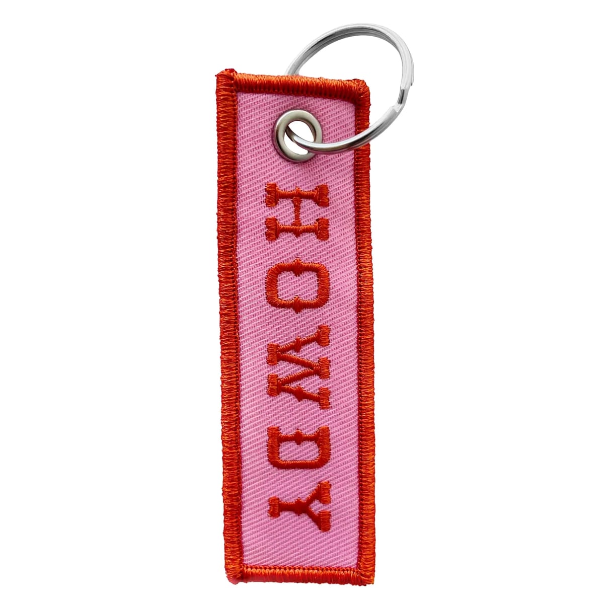 Embroidered Fabric Key Tag Personalized Message Keychain