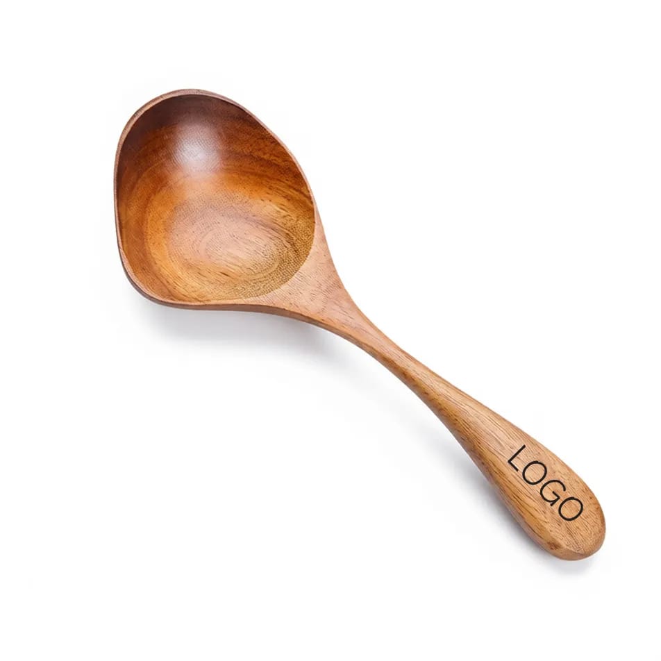 Ergonomic Acacia Wood Duckbill Curved Soup Serving Spoon