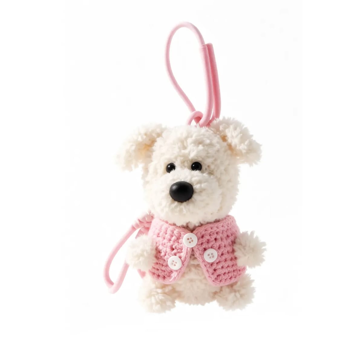 Fluffy Plush Animal Keychain Stuffed Dog Character Charm