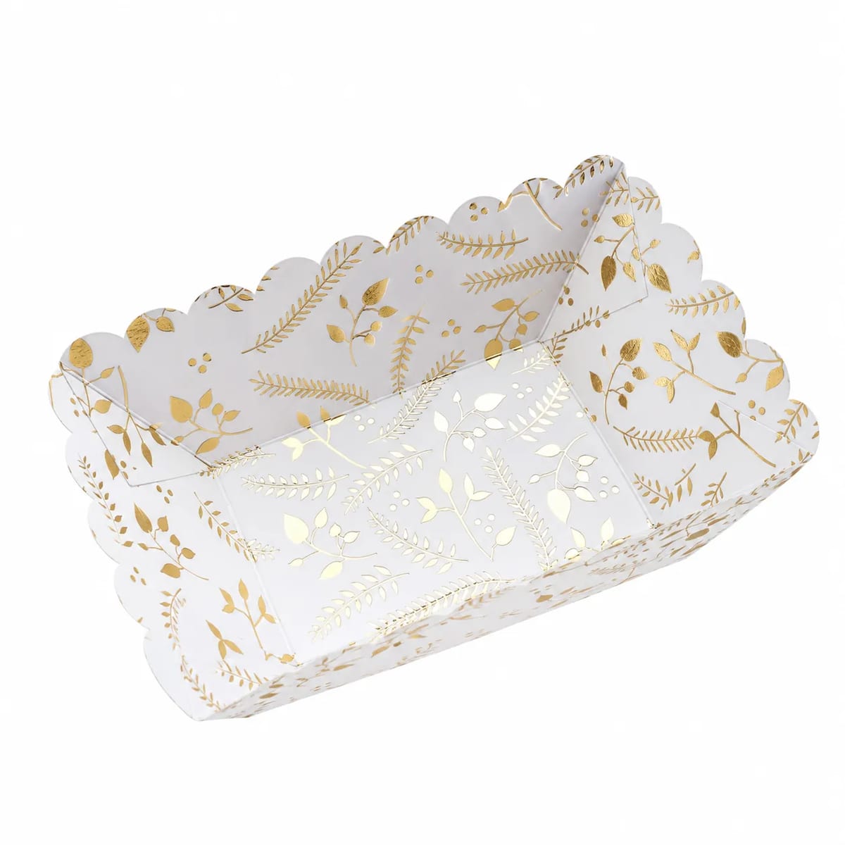 Gold Foil Scalloped Paper Treat Tray Party Snack Food Boat