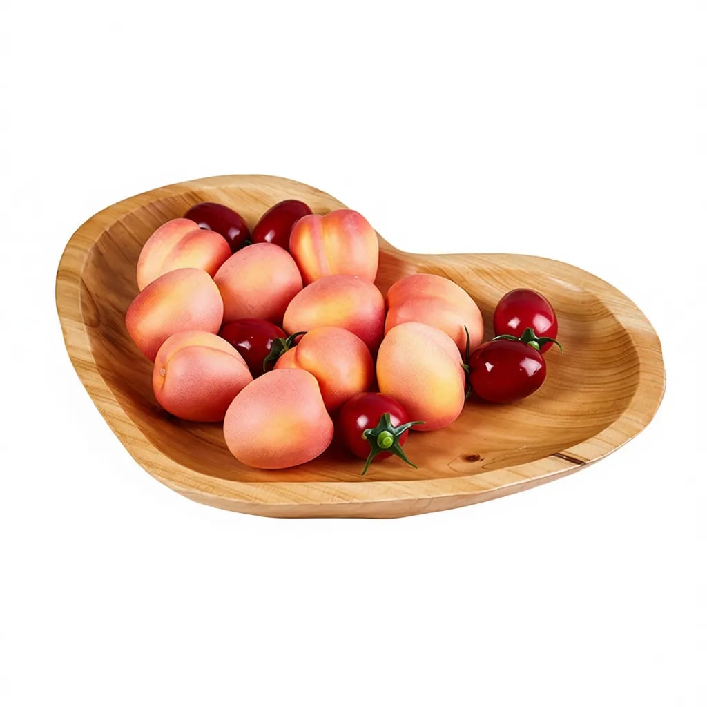 Hand Carved Heart Shaped Cedar Wood Serving Fruit Bowl 11.5"
