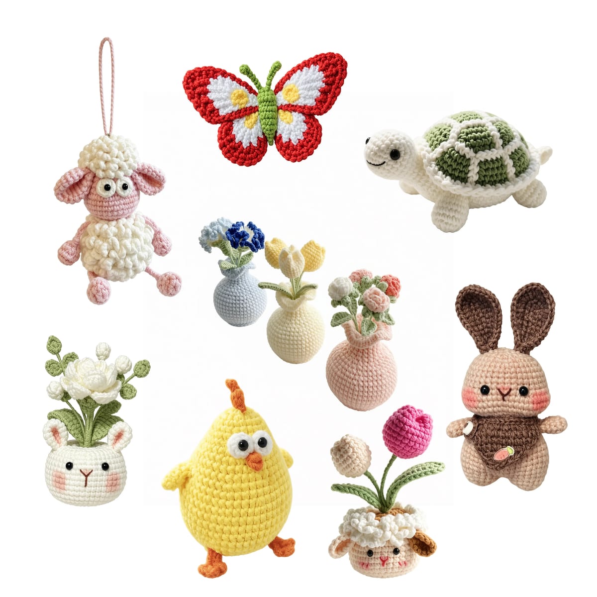 Handcrafted Crochet Animal Flower Amigurumi Decorative Toys