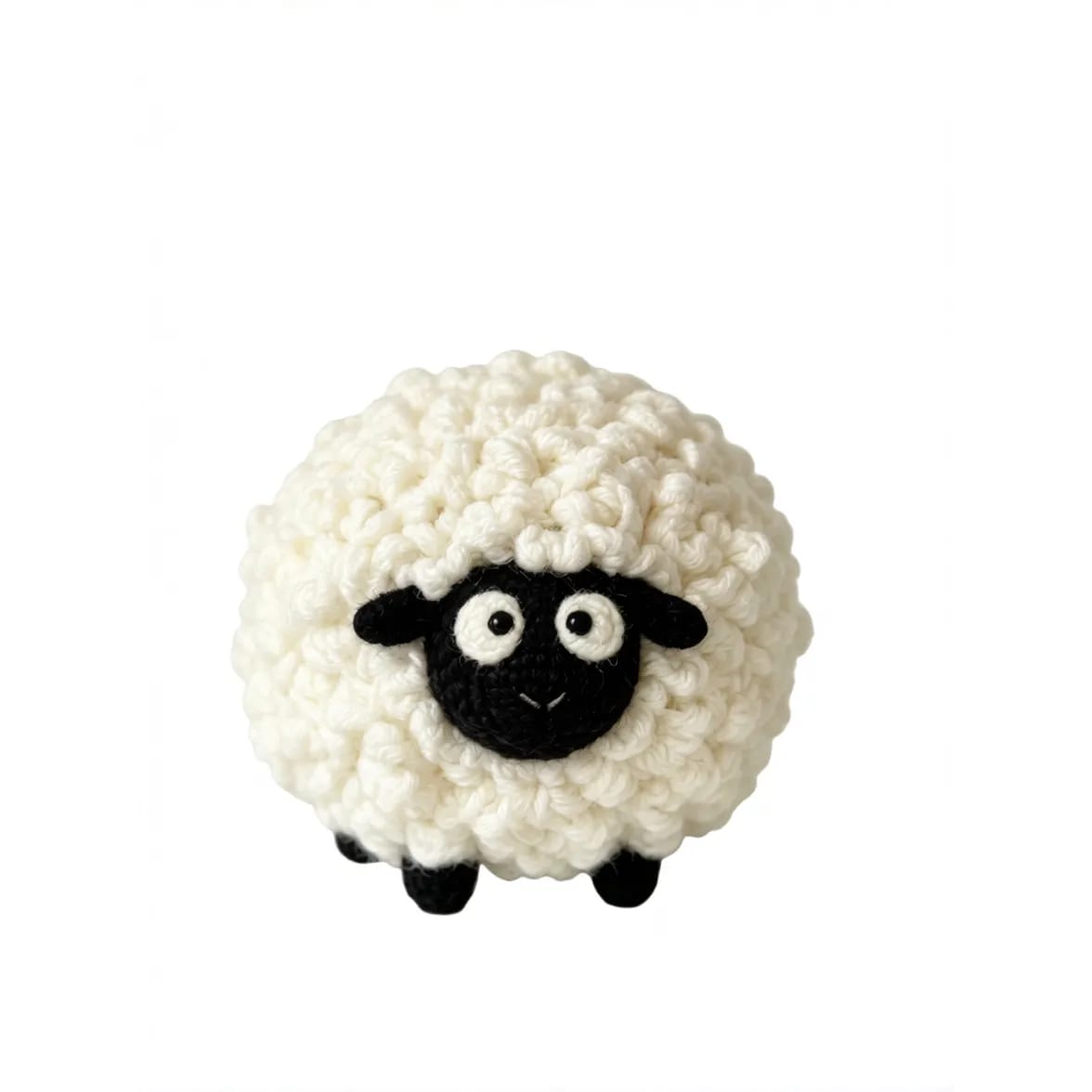 Handcrafted Crocheted White Sheep Plush Animal Toy Figure