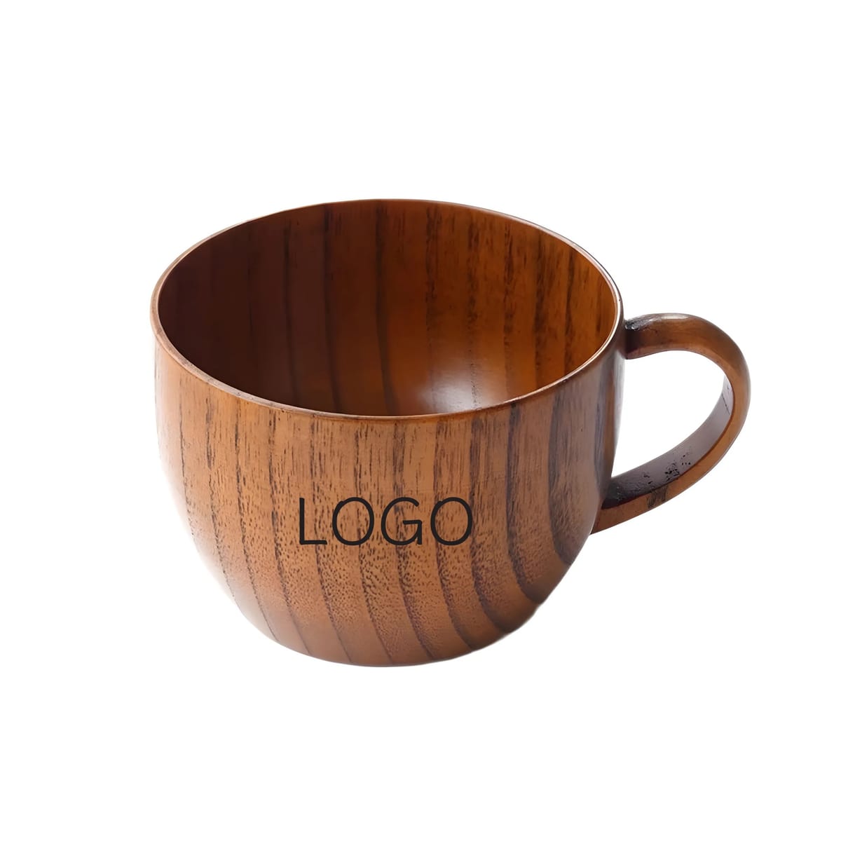 Handcrafted Jujube Wood Wide Body Handled Beverage Mug