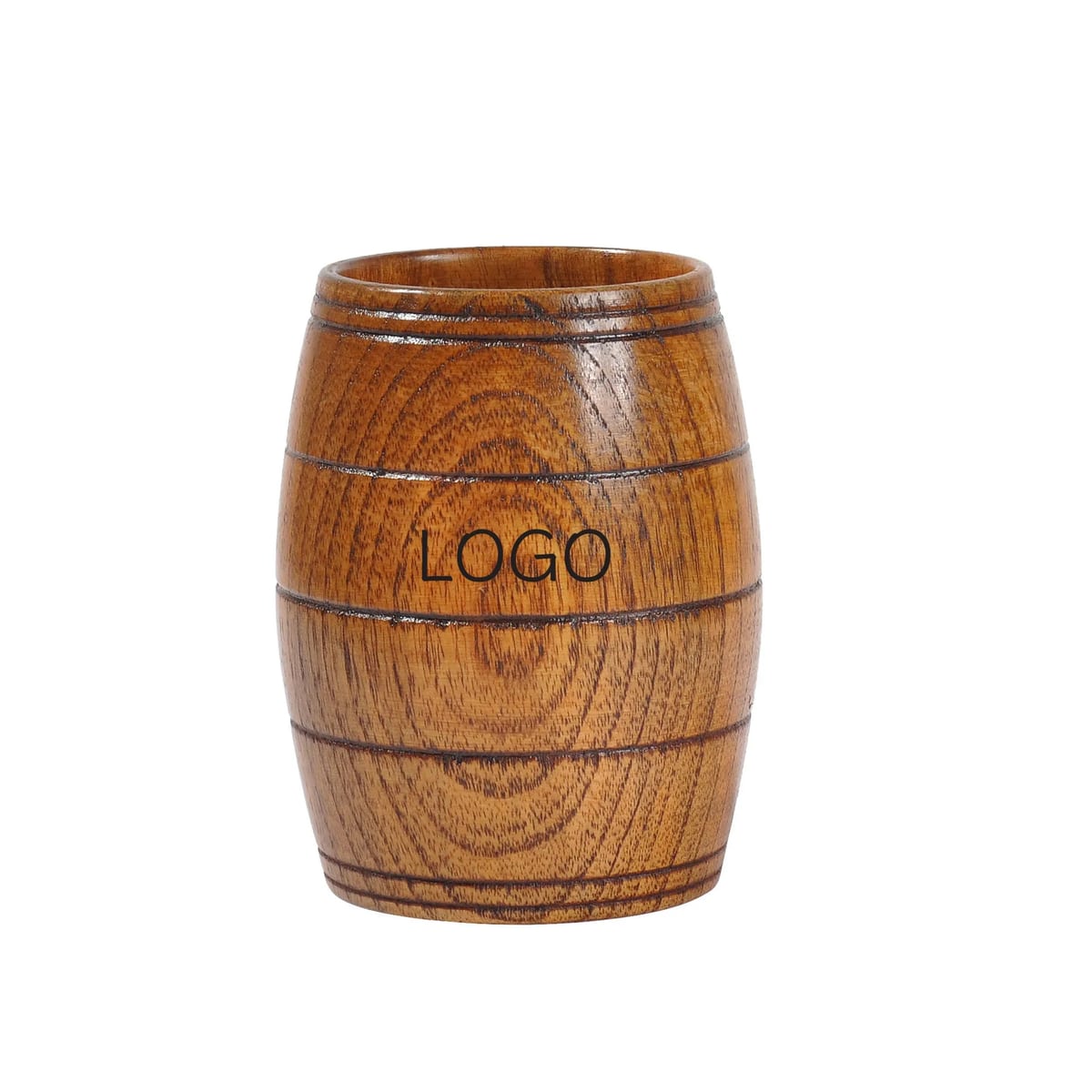 Handcrafted Solid Wood Rustic Barrel Style Beverage Cup