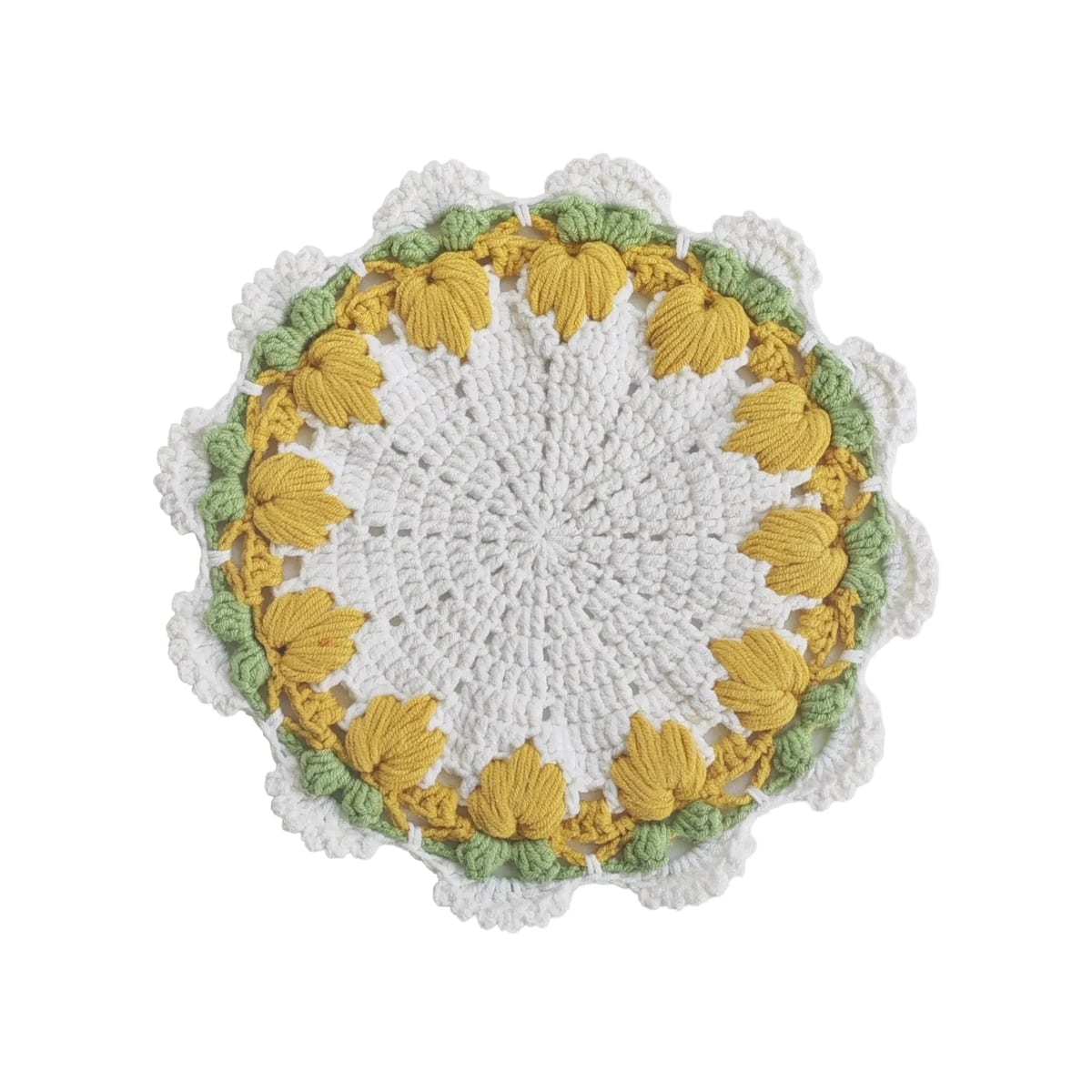 Handmade Crochet Floral Drink Coaster Round Table Mug Mat