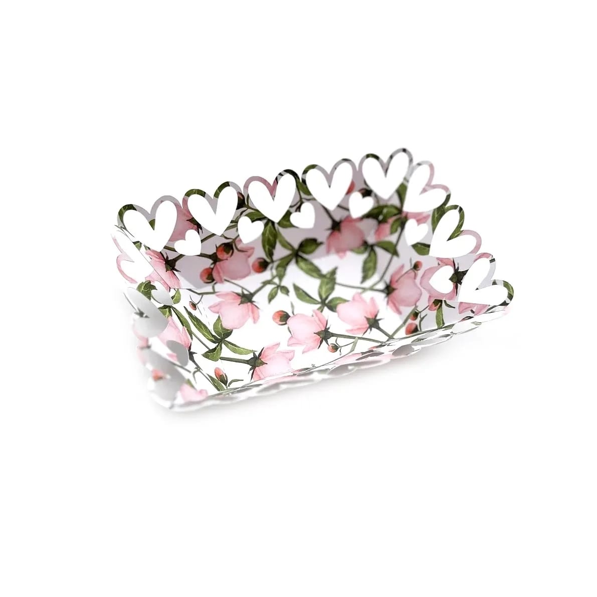 Heart Cutout Paper Treat Tray Floral Party Snack Food Boat