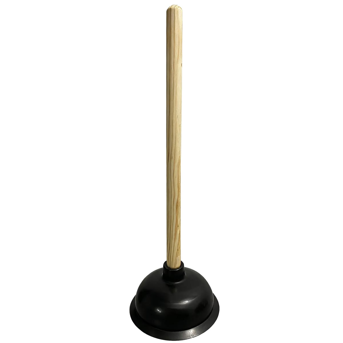 Heavy-Duty Rubber Drain Plunger with Natural Wood Handle