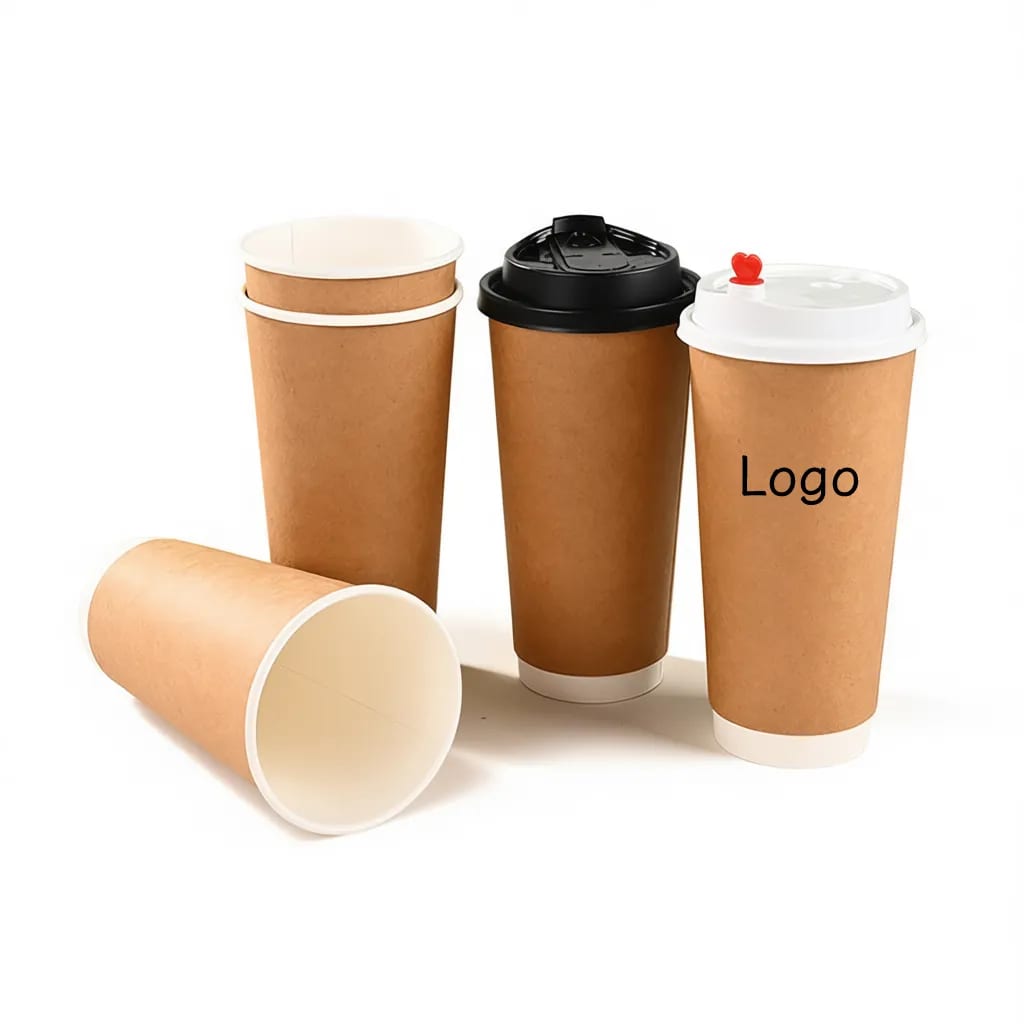 Insulated 22oz Double Wall Kraft Paper Hot Cup w/ Lid