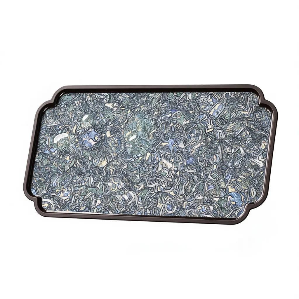 Lacquered Mother of Pearl Inlay Rectangular Serving Tray