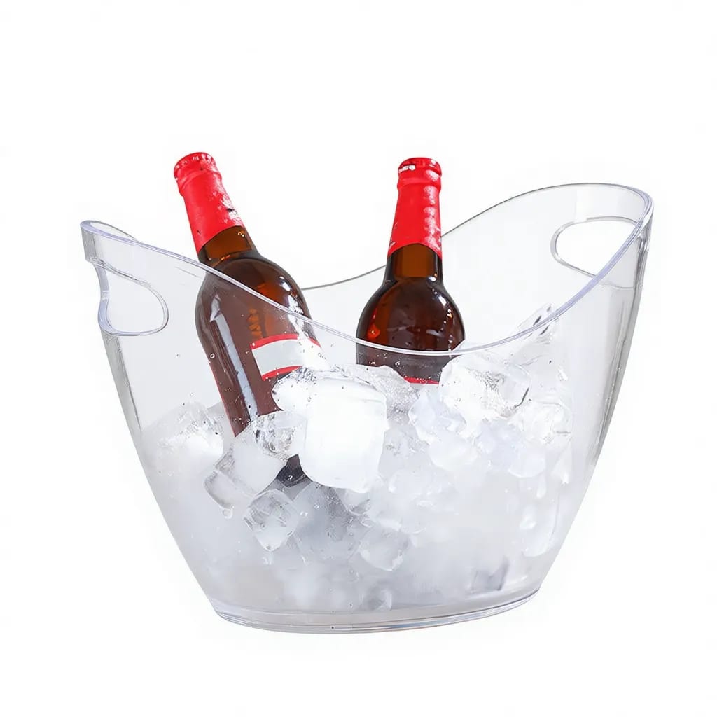 Large 8L Transparent Plastic Oval Ice Bucket Beverage Tub