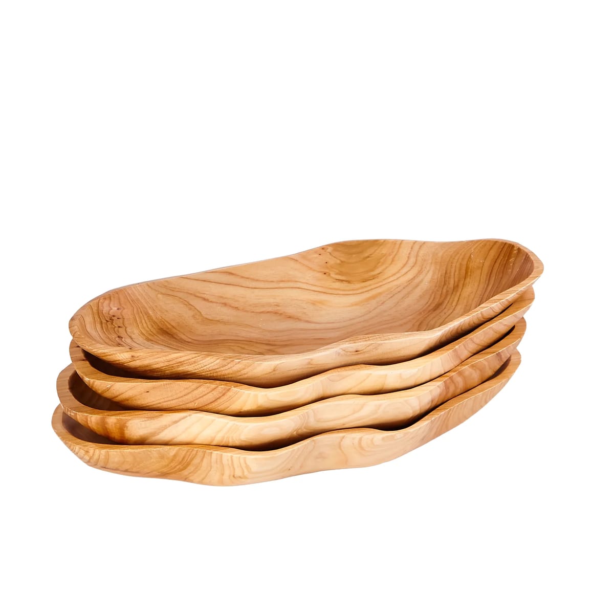Large Handcrafted Irregular Wooden Boat Serving Fruit Bowl