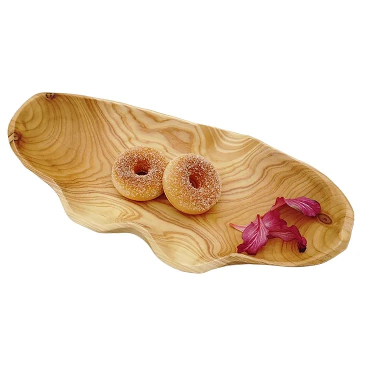 Large Handcrafted Natural Cedar Wood Boat Serving Fruit Bowl