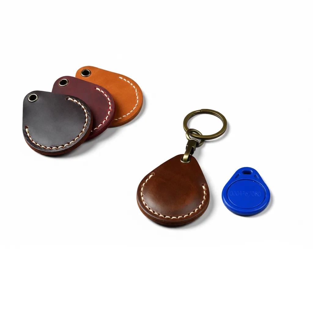 Leather Access Control Key Fob Holder Protective Case
