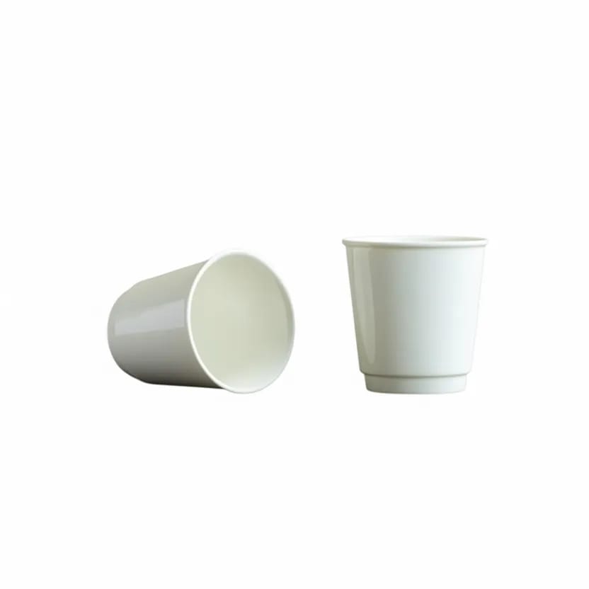 Minimalist White Ceramic Faux Paper Style Coffee Cup 11oz