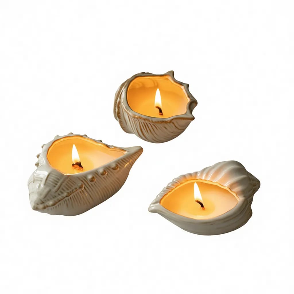 Modern Ceramic Seashell Candle Container Aromatherapy Cup