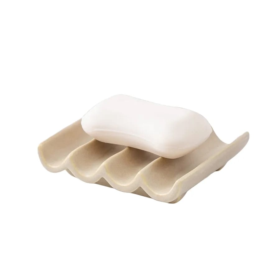 Modern Sculptural Wave Ceramic Self Draining Soap Holder
