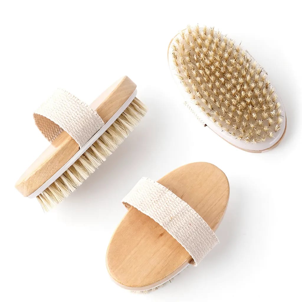 Natural Boar Bristle Wood Body Brush Exfoliator Spa Massager