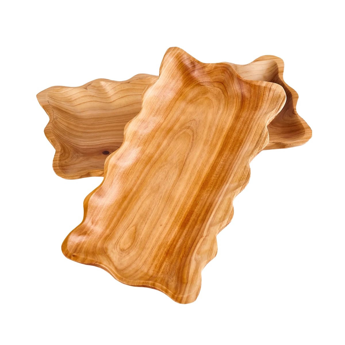 Natural Wavy Edge Cedar Wood Serving Platter Tray 14x7 Inch