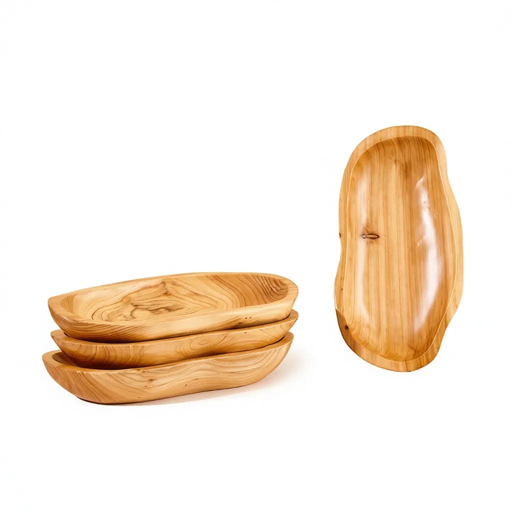 Peanut Shaped Wood Serving Bowl Snack Tray Nut Dish 14 Inch