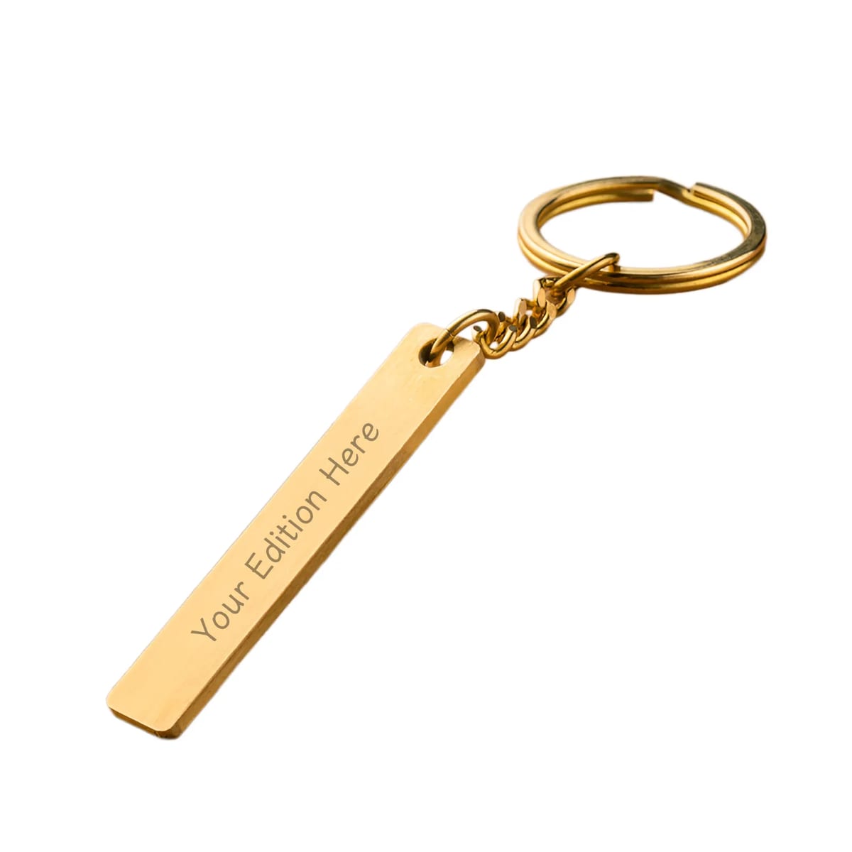 Polished Solid Brass Rectangular Bar Custom Logo Key Tag Fob