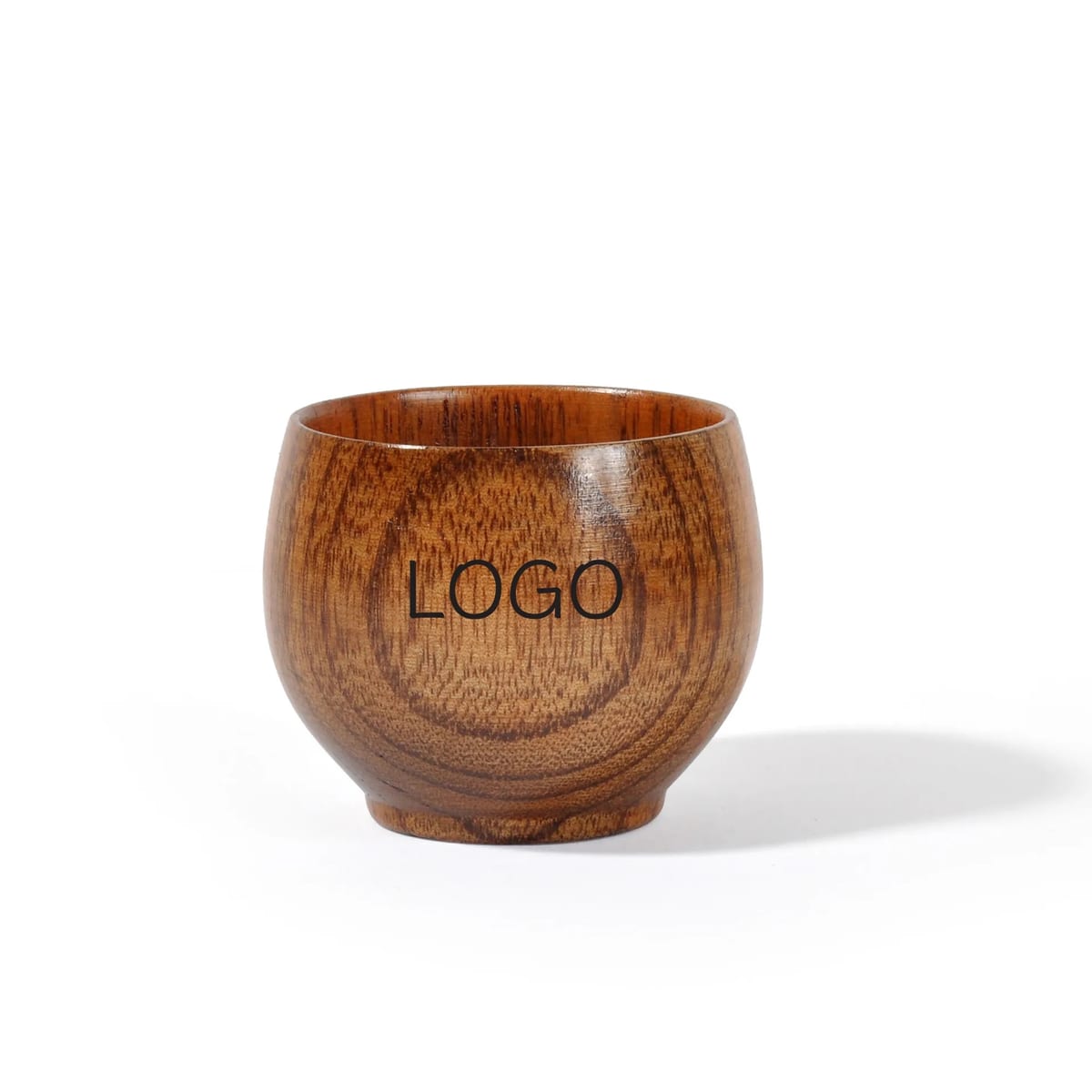Rustic Handcrafted Solid Wood Pot Belly Tea Espresso Cup