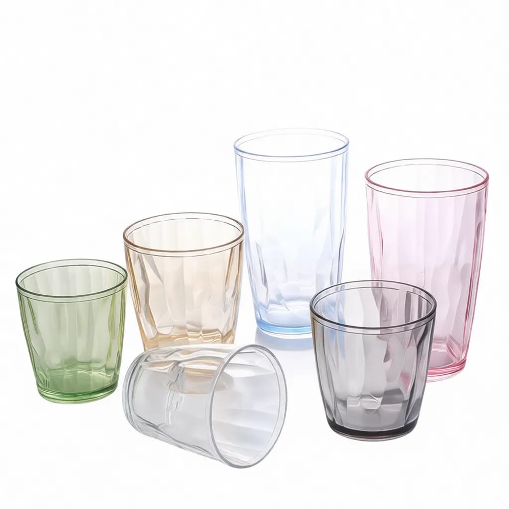 Shatterproof Plastic Faceted Beverage Drinking Tumbler Cup