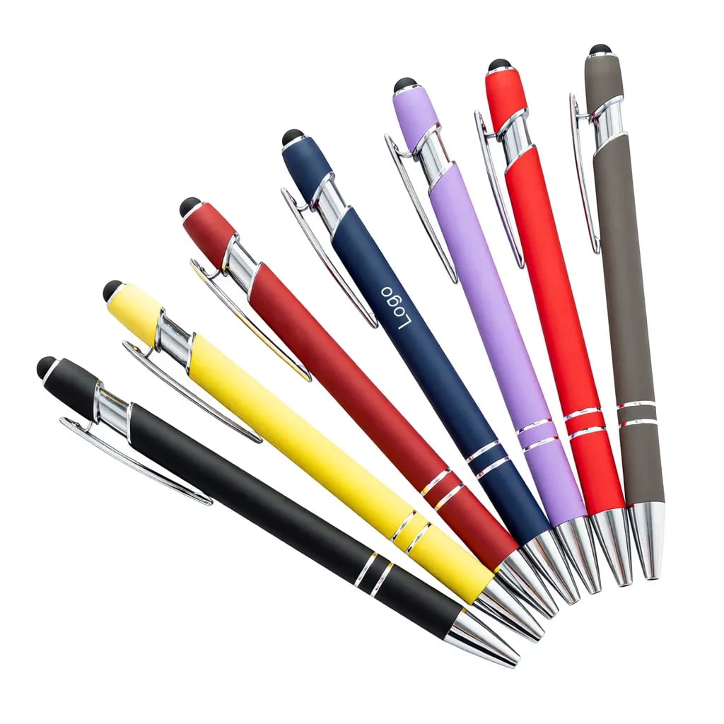 Sleek Metal Ballpoint Pen Stylus Tip Click Action Writer