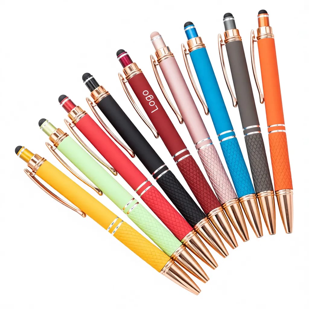 Sleek Soft Touch Metal Stylus Pen Rose Gold Diamond Grip