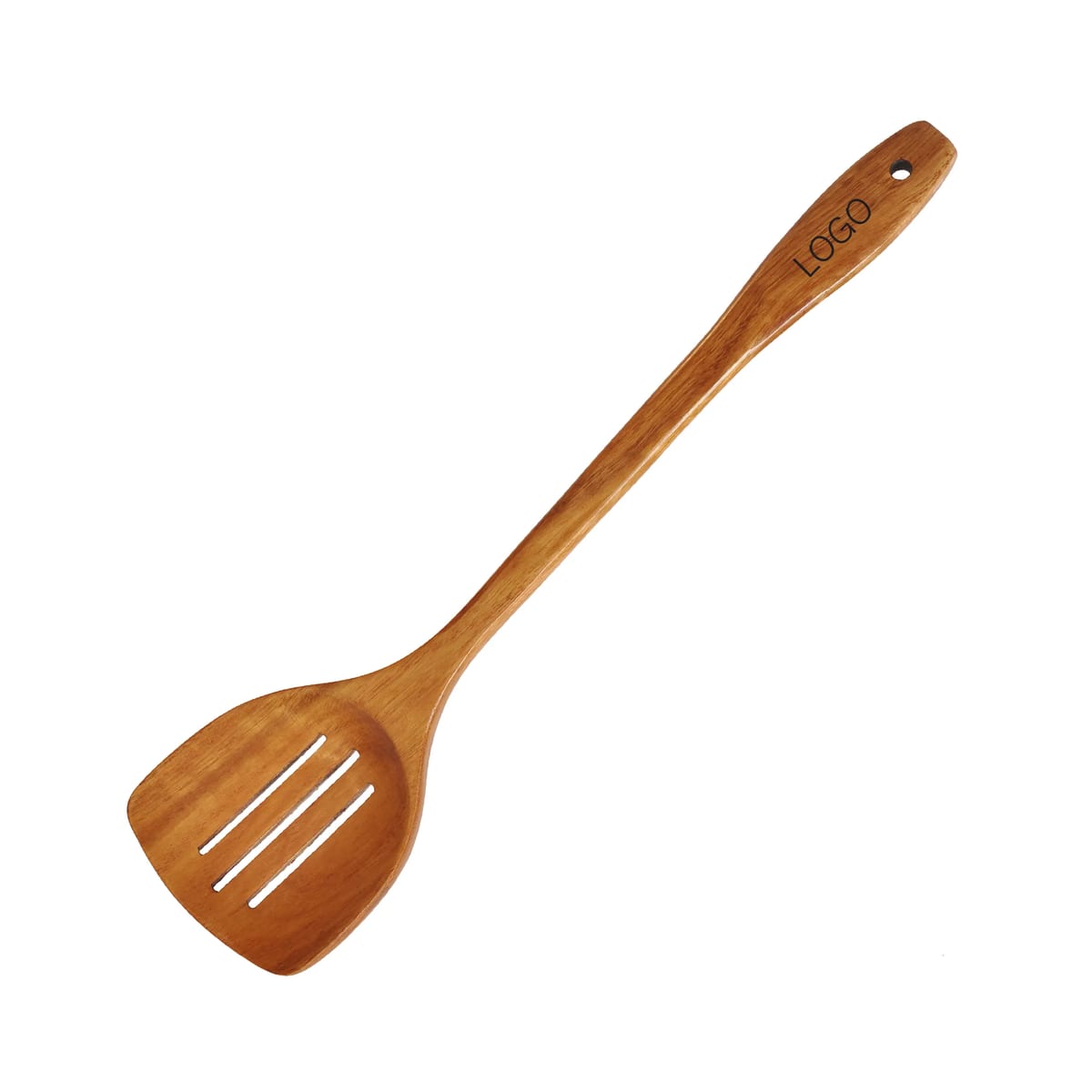 Solid Wood Long Handle Slotted Kitchen Cooking Spatula