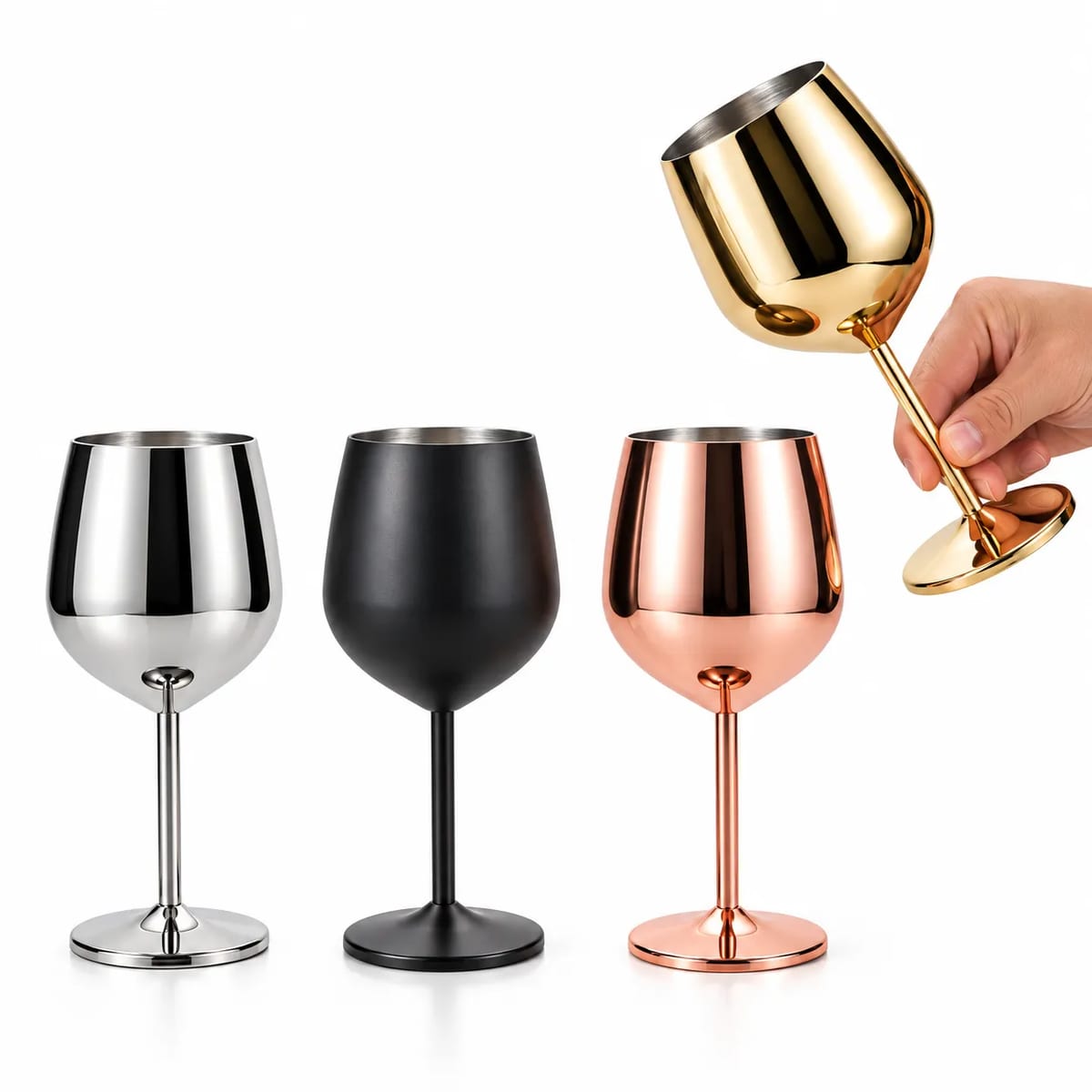 Stainless Steel Wine Glass 16oz Shatterproof Cocktail Goblet