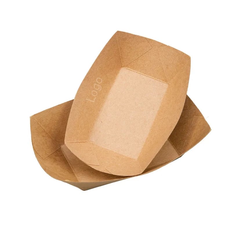 Sturdy Open Top Kraft Paperboard Disposable Food Boat Tray