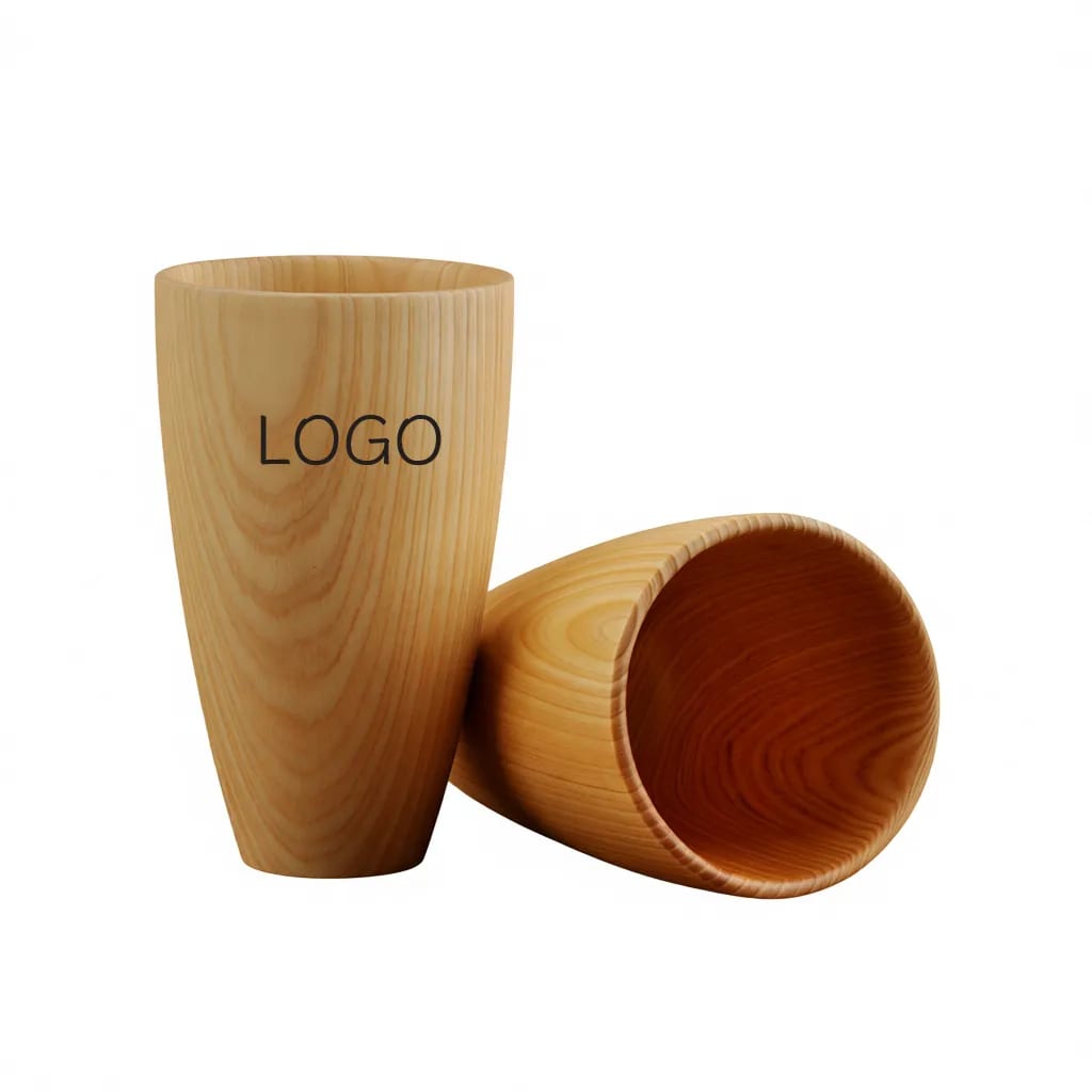 Tapered Natural Grain Solid Wood Handcrafted Beverage Cup