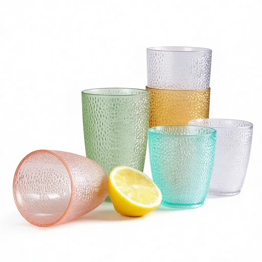 Textured Shatterproof Plastic Water Tumbler Beverage Cup