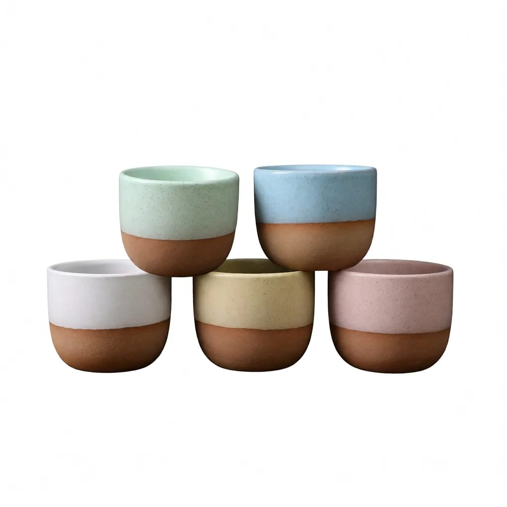 Two-Tone Ceramic Handleless Tea & Espresso Cup 5oz Matte