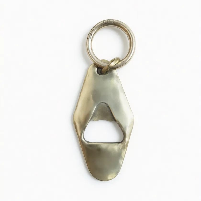 Vintage Solid Brass Bottle Opener Keychain Minimalist Fob