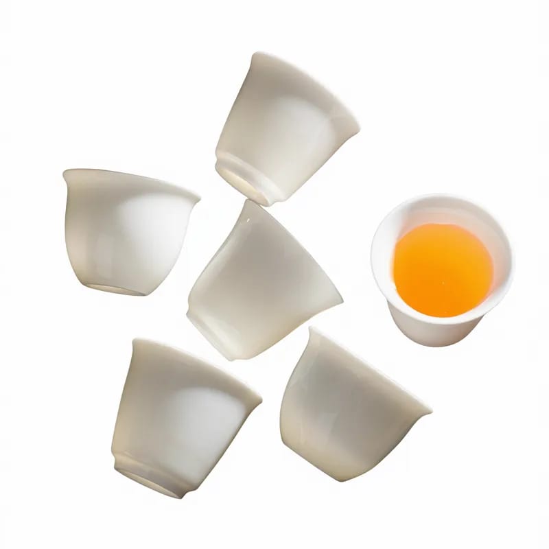 White Suet Jade Porcelain Kung Fu Tea Tasting Cups